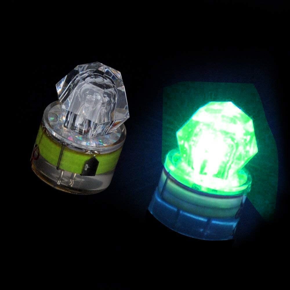 Rojuna 10 Pack Fishing Deep Drop Light LED, Colorful Flashing Strobe LED Fishing Lights, Underwater Fishing Light, Waterproof Attractants Diamond Lure Light for Saltwater Freshwater Tuna (Multi-color)