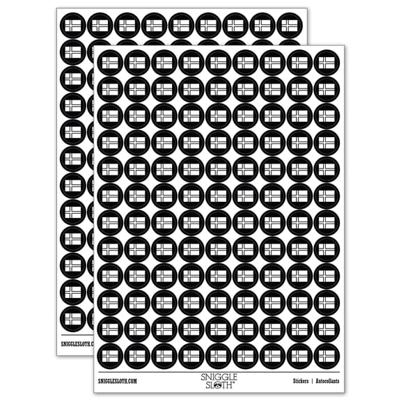 Norway Flag 200  Round Stickers - Black - Gloss Finish - 0.50" Size