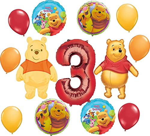 Winnie the Pooh Numbers 6pcs Foil Balloons Kids Birthday Party Supplies. 