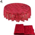 thumbnail image 6 of PULLIMORE 71 inch Round Lace Poinsettia Tablecloth 2 PCS Christmas Holiday Party Wedding Dinner Table Cloths Cover, 6 of 8