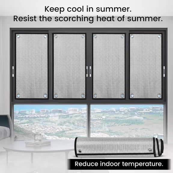 Heat Reflective Window Film for RV Camper Home, Thermal Insulation Aluminum Foil Blackout Shade, Anti-UV Sun Blocking Privacy Cover with Suction Cups