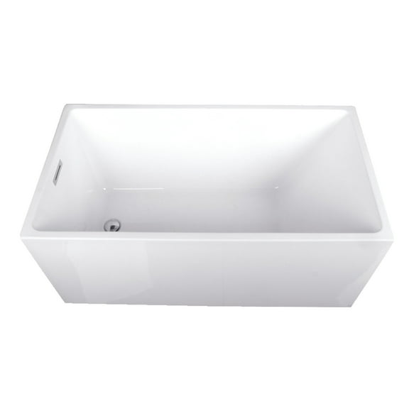 Kingston Brass VTSQ512823 51-Inch Acrylic Rectangular Double Ended Freestanding Tub with Drain in Glossy White
