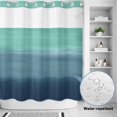 thumbnail image 2 of No Hook Shower Curtain, Teal Blue Ombre Shower Curtains for Bathroom with See Through Top Window, Modern Abstract Art Texture Waterproof & Washable Bath Curtain 66"x72", 2 of 9