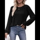 thumbnail image 2 of Camisas de Larga para Mujer, Moda Otoño 2025, Blusas Elegantes e Informales, Blusas Tipo Túnica Plisadas con Cuello Redondo. Negro L, 2 of 10