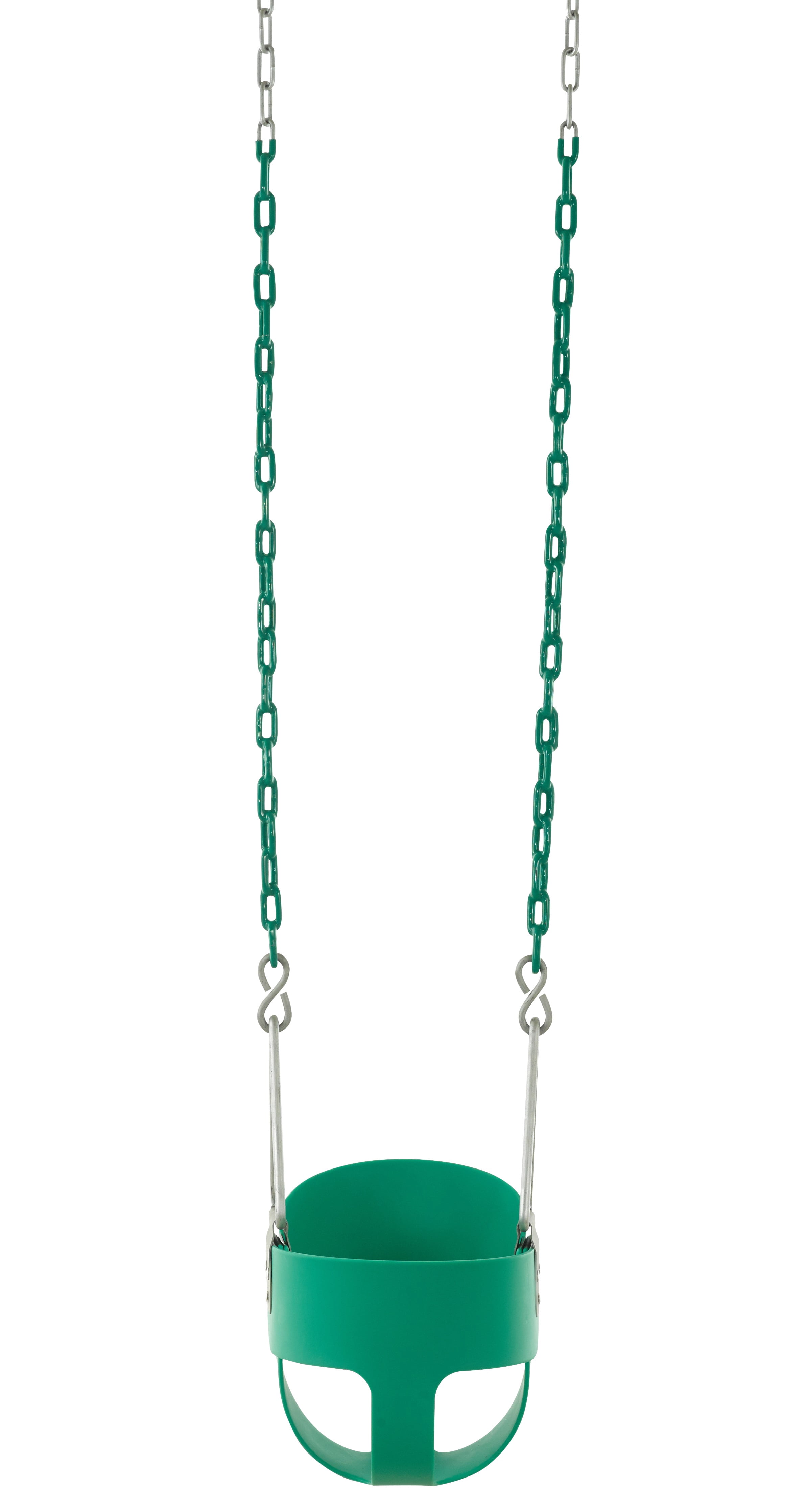 Outdoor Heights High Back Full Bucket Toddler & Baby Swing Set for Backyard Swing with Vinyl Coated Chain (2, Green)