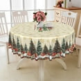 thumbnail image 3 of Lfeey Vintage Christmas Round Tablecloth for Xmas Winter Holiday, Christmas Tree Table Cover, 60 inch, 3 of 6