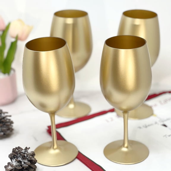 Metallic Gold Acrylic Wine Glasses Set of 4 20oz BPA Free Unbreakable Stemmed Wine Glasses Indoor Outdoor Use