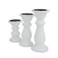 thumbnail image 6 of DecMode 3 Candle White Mango Wood Turned Style Pillar Candle Holder, Set of 3, 6 of 10