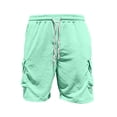 thumbnail image 6 of Mens 2 Piece Outfit Crew Neck Short Sleeve Ligjtweight Drawstring Shorts Summer Solid Color Set With Large Pockets Green L, 6 of 7