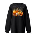 thumbnail image 4 of Risckoth Women's Fall Sweatshirt Pumpkin Harvest Print Crew Neck Drop Shoulder Hoodless Casual Pullover S-2XL, Black, 4 of 4