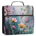 thumbnail image 2 of Water-Resistant 3-Ring Binder Organizer with Multiple Pockets Zipper Binder Bag for Office Abstract Wildflowers, 2 of 8