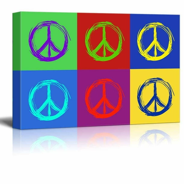 Wall26 Canvas Wall Art Multi Color Pop Art With Anti War Sign