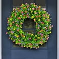 thumbnail image 3 of Spring Wreaths for Front Door Artificial Flower Wreath with Plastic Green Eucalyptus Leaves for Farmhouse Home Outdoor Decor, 3 of 5