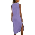 thumbnail image 5 of Rciityk Womens Summer Dresses Solid Color Sleeveless V Neck Button Maxi Dresses with Pockets Loose Fits Turndown Collar Casual Dress for Beach Vacation Daily Wear, 5 of 7