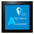 thumbnail image 1 of Auckland Geography Coordinates Travel Black Square Frame Picture Wall Tabletop, 1 of 3
