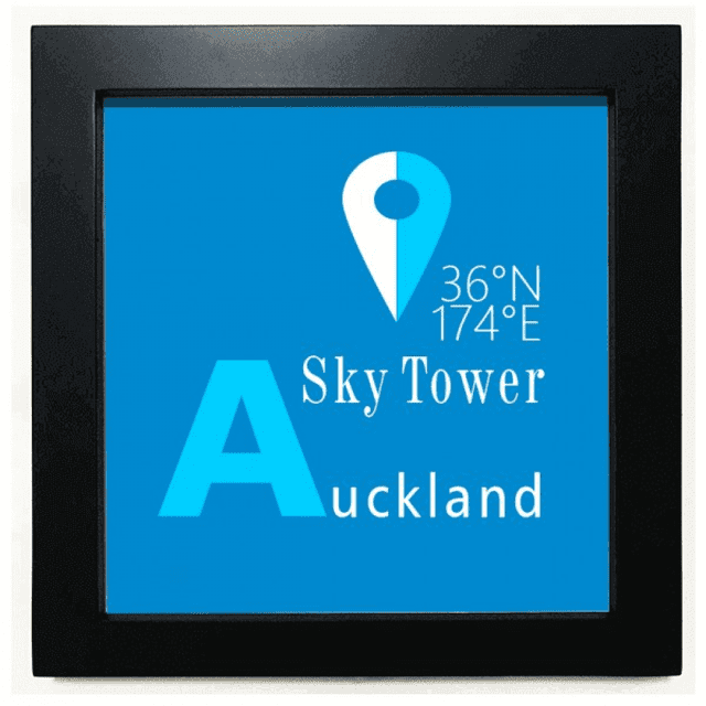 Auckland Geography Coordinates Travel Black Square Frame Picture Wall Tabletop