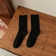 thumbnail image 2 of Yuanlong Womens Socks Basic Plain Ribbed Knitted Cotton Medium Calf Socks For Everyday Hosiery Breathable Cozy Crew Socks, 2 of 3