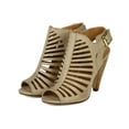thumbnail image 5 of Delicious BK59 Women Leatherette Peep Toe Strappy Caged Chucky Heel Ankle Bootie Sandal, 5 of 5