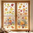 thumbnail image 5 of geerera 4pcs Fall Harvest Window Clings, Autumn Leaves & Pumpkin Wall Decals Set, Removable Vinyl Stickers for Glass, Mirror & Thanksgiving Home Decor, 5 of 6