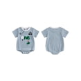 thumbnail image 2 of Cenuakty Baby 6M 12M 18M Boy Summer Romper Casual Golf-themed Embroidered Striped Crew Neck Short Sleeve Infant Jumpsuit, 2 of 9