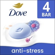 Dove Beauty Bar Soap For Relaxed Skin, Anti-Stress Blue Chamomile & Oat Milk, Calms dry Skin, 3.75 oz 4 Count