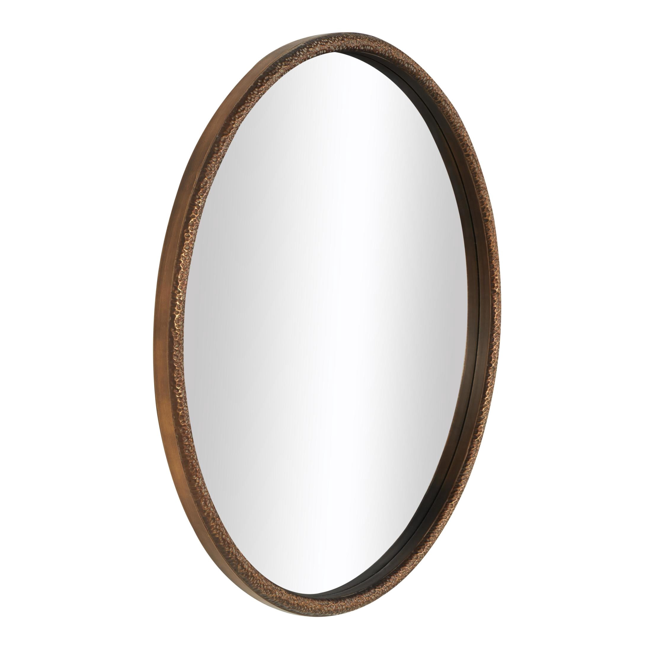 DecMode 34" x 34" Copper Weathered Spotted Wall Mirror with Hammered Texture