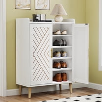 DEXTRUS Modern Shoe Cabinet 5 Tier 15 Pair Capacity with Doors 1 Pack 29.5 in L x 13.8 in W x 41.3 in H