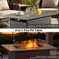 thumbnail image 2 of Lumiinofami Luxury 7-Piece Patio Wicker Furniture Sets with Fire Pit Table, Outdoor Rattan Sectional Conversation Sets with Swivel Rocking Chairs, Ottomans, Side Table and 6" Cushions, Blue, 2 of 12