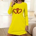 thumbnail image 2 of QATAINLAV Long Sleeve Nightgown for Women Valentines Heart Print Sleepwear Loose Crewneck Tshirt Mini Dress, Yellow, XXL, 2 of 7