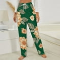 thumbnail image 3 of Floral Green Background Pattern Winter Female Pants Flannel High Waist Women Pants Lady Warm Straight Leg Plush Trousers, 3 of 7