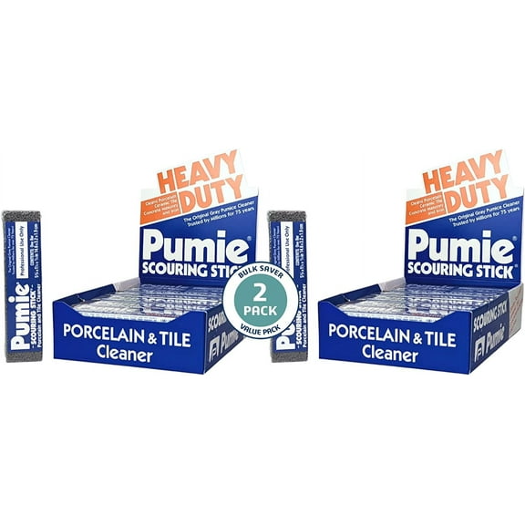 PUMIE Heavy Duty Scouring Sticks, by United States Pumice Co, Cleans Porcelain, Ceramic Tile, Concrete Masonry and Iron, Institutional Pack of 24 Bars