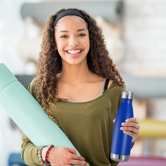 17oz Stainless Steel Water Bottles Bulk, Reusable Metal Sports Water Bottle Keeps Drink Hot and Cold,  Double Wall Vacuum Cola Shape Insulated Water Bottles for Camping Gym, 8 Pack