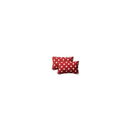 Pillow Perfect Outdoor/ Indoor Polka Dot Red Oversized Rectangle Throw Pillow (Set of 2)