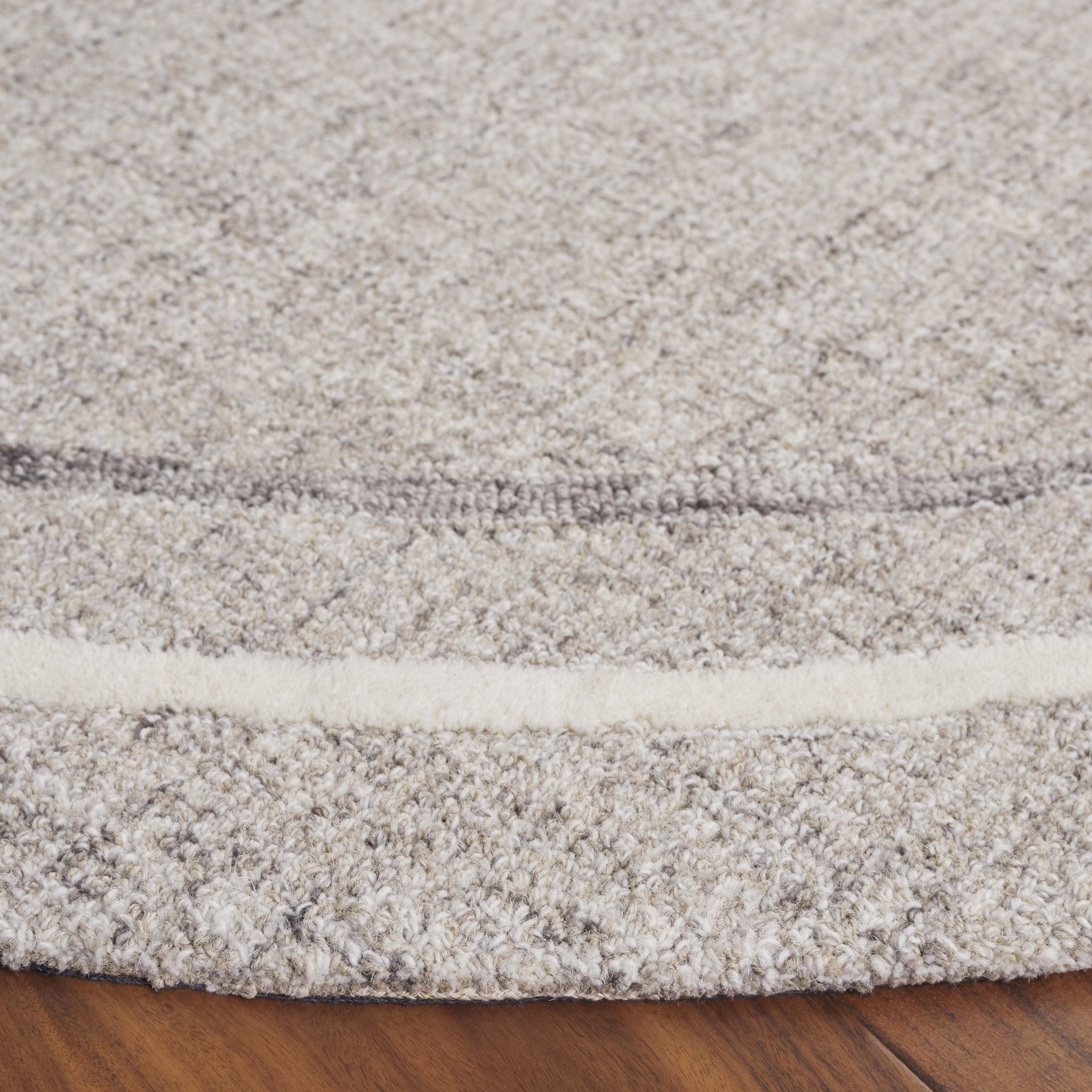 SAFAVIEH Ebony Gabriel Bordered Area Rug, Gray/Ivory, 6' x 6' Round
