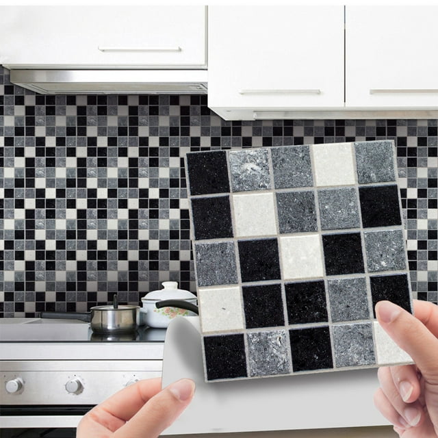 Wall Sticker for DIY Home - Ceramic Tile Paste 3D Lattice Design 10pc Peel and Stick Wall 10PCS