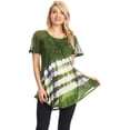 thumbnail image 5 of Sakkas Lulu Short Sleeve Summer Casual Fresh Blouse Top Lace Tie-dye & Corset - Green - Plus Size, 5 of 5