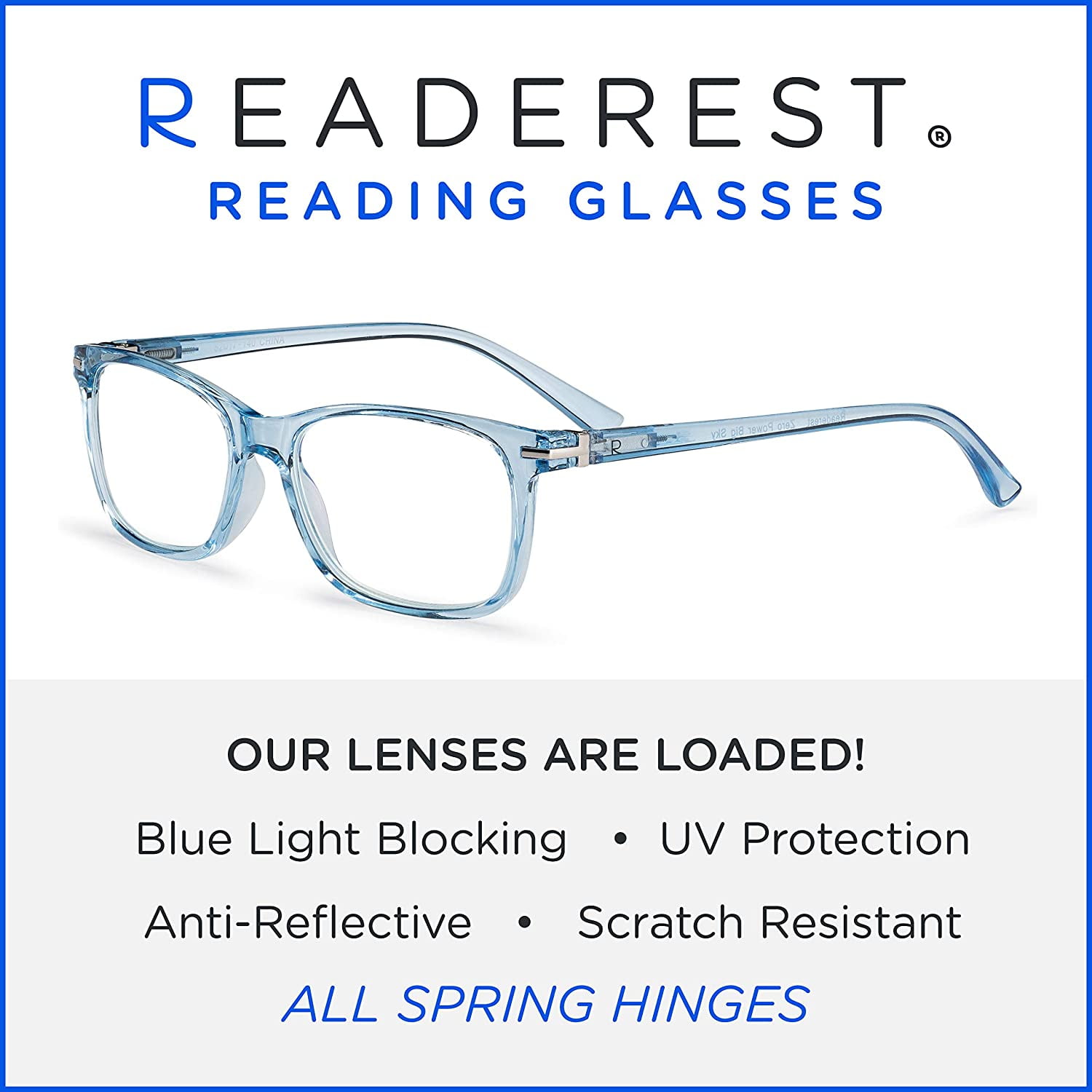 Readerest Blue Light Blocking Reading Glasses Light Blue 175 Magnification