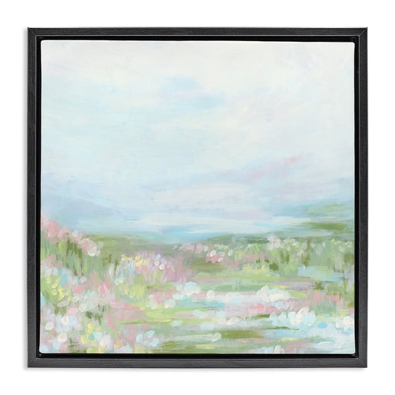 Stupell Industries Pastel Flower Field Landscape & Nature Painting Black Floater Framed Canvas Art Print Wall Art, 18 x 18