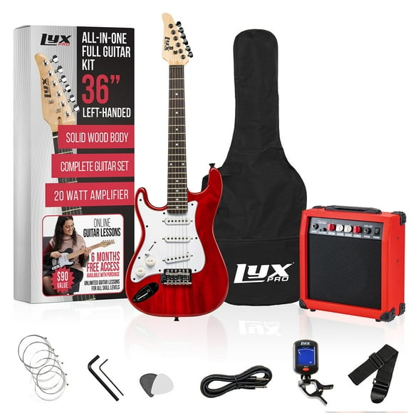 Guitarra eléctrica LyxPro Left Hand 36 pulgadas con kit para niños zurdos