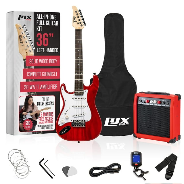 Guitarra eléctrica LyxPro Left Hand 36 pulgadas con kit para niños zurdos