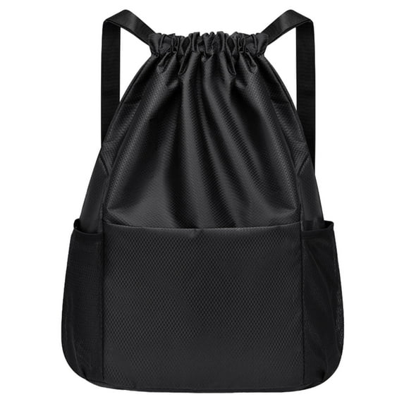 Mochila deportiva con cordón, mochila informal versátil resistente al desgaste, mochila para acampar, viajes, escalada en la calle, vacaciones Negro