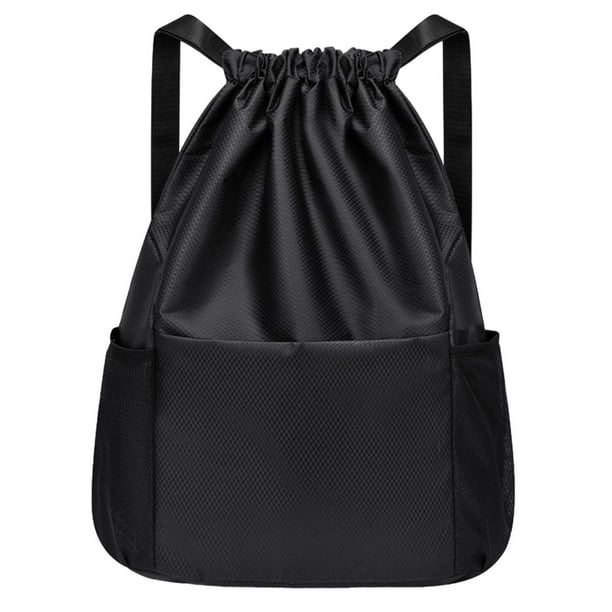 Mochila deportiva con cordón, portátil, informal, para hombre y mujer Negro