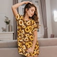 thumbnail image 3 of Vsdgher Vintage Wood Grain Sunflower B Pattern Womens Short Sleeve Sleepshirt Scoopneck Cute Nightdress Ruffle Comfy Nightgown, 3 of 6