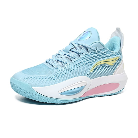 Men's Mid-Top Lace-Up Basketball Sneakers, Grid Textured Upper Athletic Shoes for Sports and Daily Wear