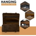 thumbnail image 4 of KOMALC Genuine Buffalo Leather Hanging Toiletry Bag Travel Dopp Kit (Distressed Tan), 4 of 7