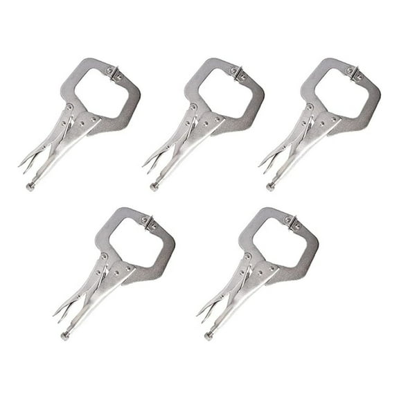 Locking C-Clamps 5Pcs - 11 Inch Welding Vise Grip Pliers Set with Swivel Pads - Heavy Duty Clamps for Metal, Woodworking, Farm & Automotive Projects