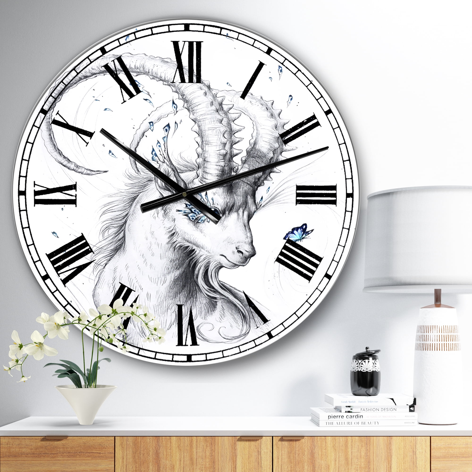 Designart Oversized Multicolor Analog Round Cottage Modern Wall Clocks, CLM25503-C23