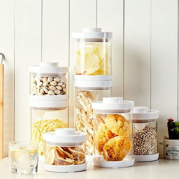Sentmoon Todays Deals Clearance Sales Push-button Storage , High Borosilicate Glass Sealing Jar Candy Jar Storage Jar Jar Coffee Jar Cereal Jar Transparent Glass Jar Storage, Drop Sales Items for the