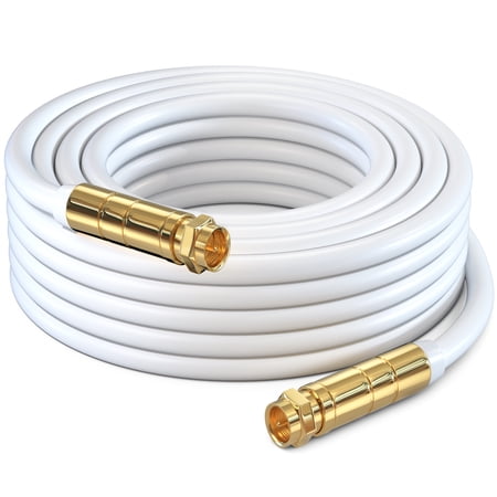 RG6 COAXIAL Cable - Quad Shielded 250ft White Non-Oxygen Copper Cable Wire for TV Internet & More - Flexible Coax Cable Cord