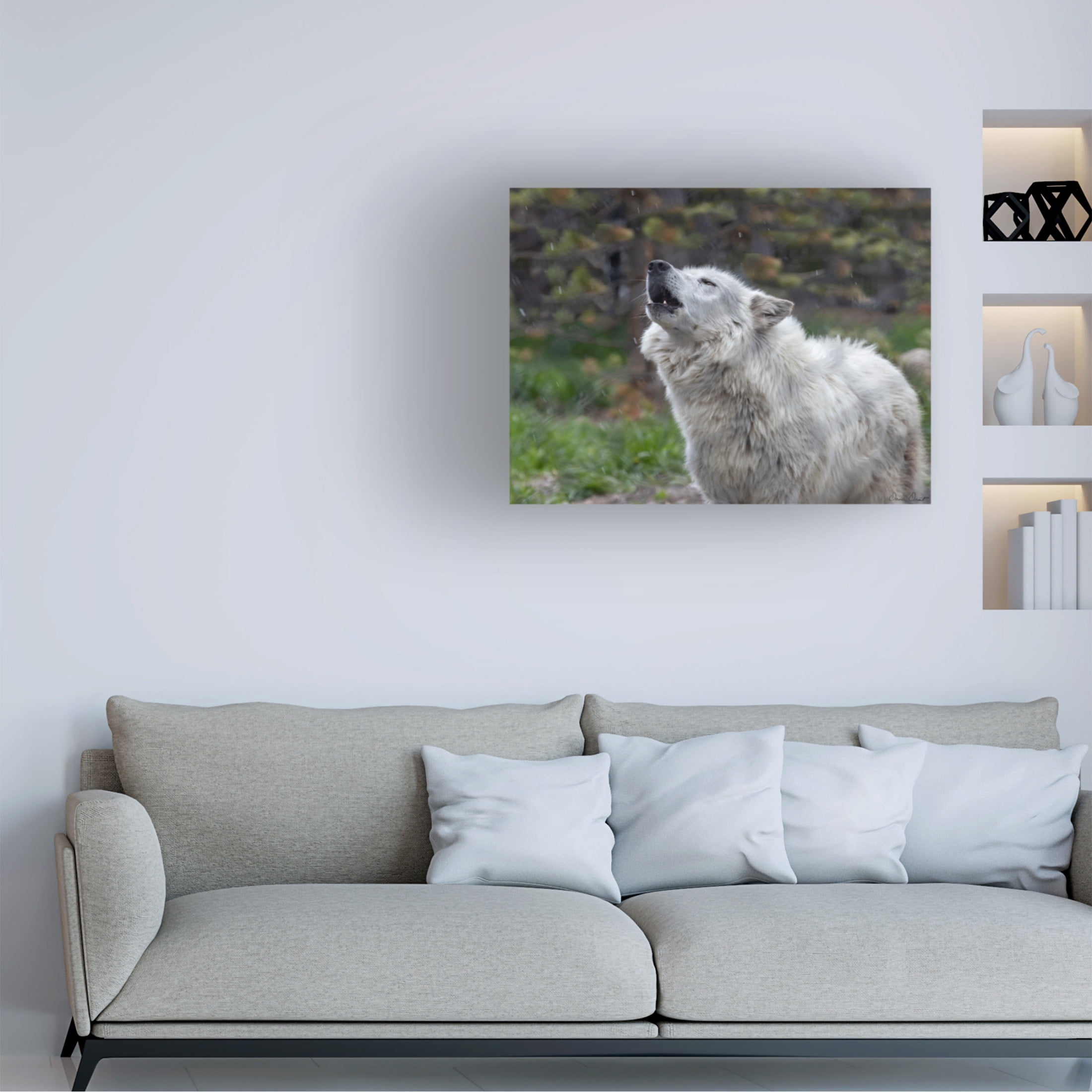 Trademark Fine Art David Drost Howling Wolf Canvas Wall Art
